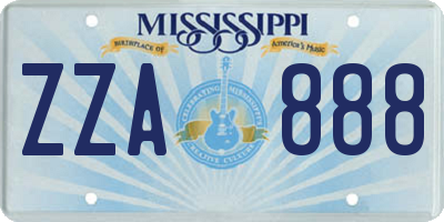MS license plate ZZA888