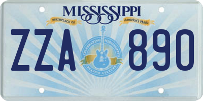 MS license plate ZZA890