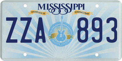 MS license plate ZZA893