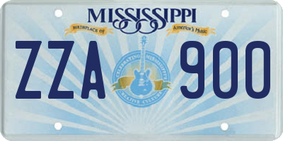 MS license plate ZZA900