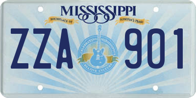 MS license plate ZZA901