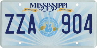 MS license plate ZZA904