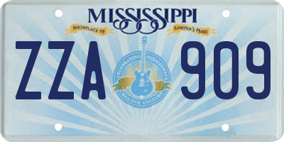 MS license plate ZZA909