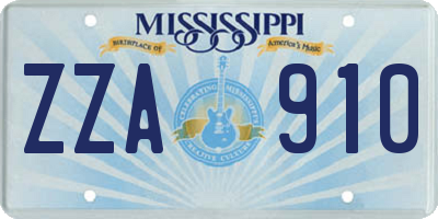 MS license plate ZZA910