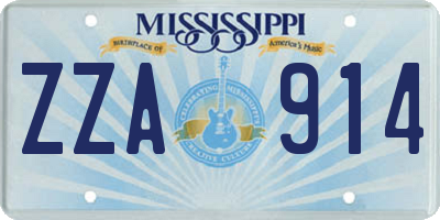 MS license plate ZZA914