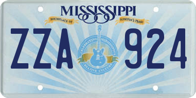 MS license plate ZZA924