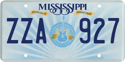 MS license plate ZZA927