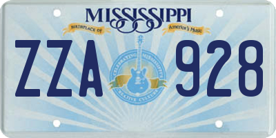 MS license plate ZZA928