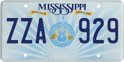 MS license plate ZZA929