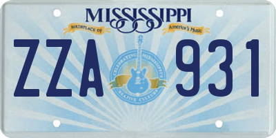 MS license plate ZZA931