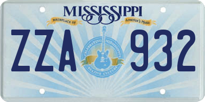 MS license plate ZZA932