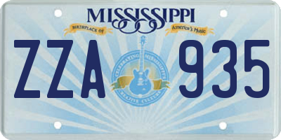 MS license plate ZZA935
