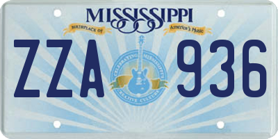 MS license plate ZZA936