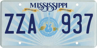 MS license plate ZZA937