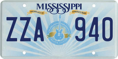 MS license plate ZZA940