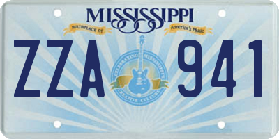 MS license plate ZZA941