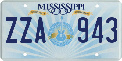 MS license plate ZZA943