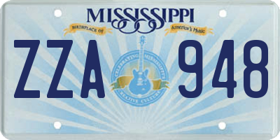MS license plate ZZA948