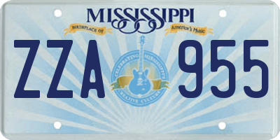 MS license plate ZZA955