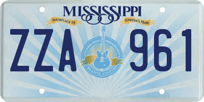 MS license plate ZZA961