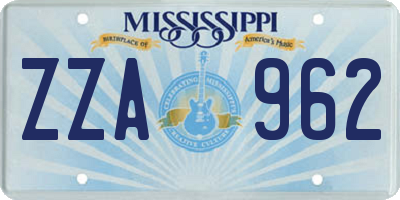 MS license plate ZZA962