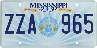 MS license plate ZZA965