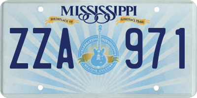 MS license plate ZZA971
