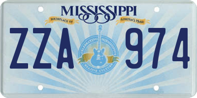 MS license plate ZZA974