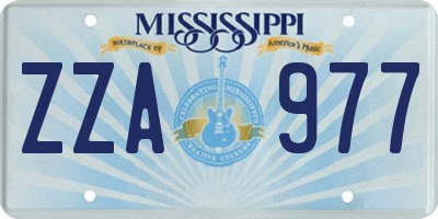 MS license plate ZZA977