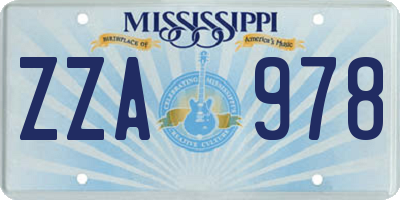 MS license plate ZZA978