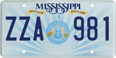 MS license plate ZZA981