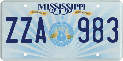 MS license plate ZZA983