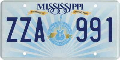 MS license plate ZZA991
