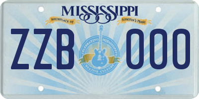 MS license plate ZZB000
