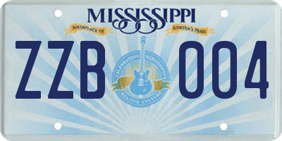 MS license plate ZZB004