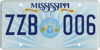 MS license plate ZZB006