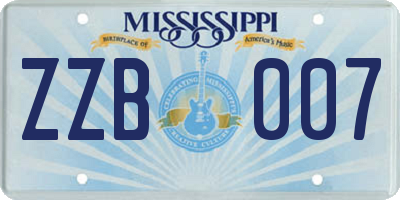 MS license plate ZZB007