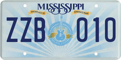 MS license plate ZZB010