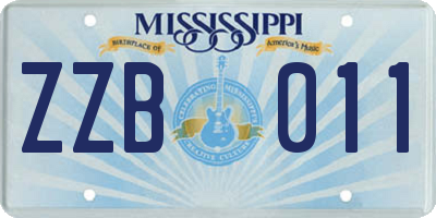 MS license plate ZZB011