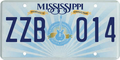 MS license plate ZZB014