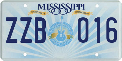 MS license plate ZZB016