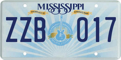 MS license plate ZZB017