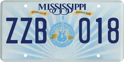 MS license plate ZZB018