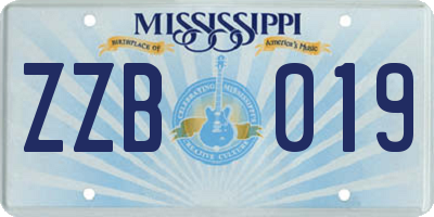 MS license plate ZZB019