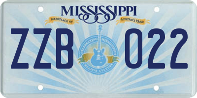 MS license plate ZZB022