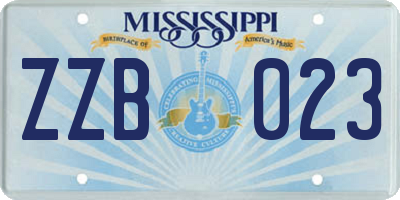 MS license plate ZZB023