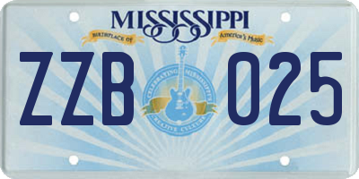 MS license plate ZZB025