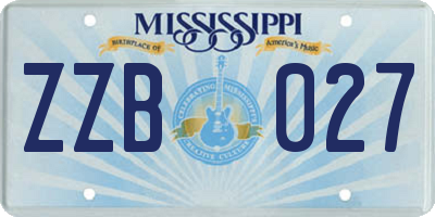 MS license plate ZZB027