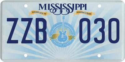 MS license plate ZZB030