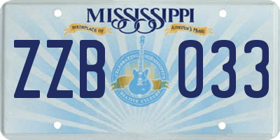 MS license plate ZZB033